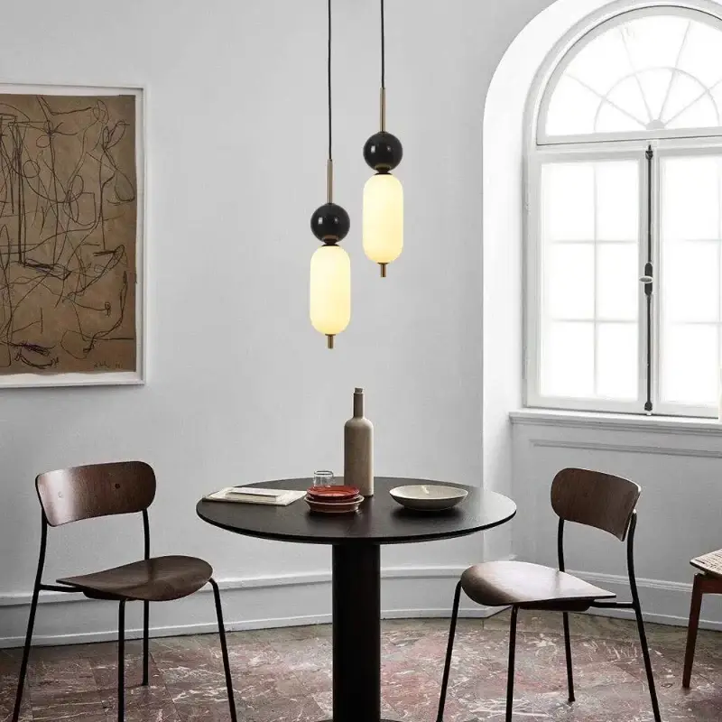 Seulement Aujourd&rsquo;hui Minimalist glass chandelier with creative natural marble lighting