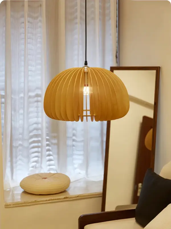 Achat Immédiat Retro japanese style wooden chandelier for creative decor