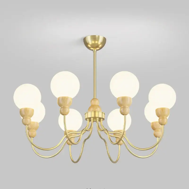 Retro glass pendant with led and wood lighting Populaire