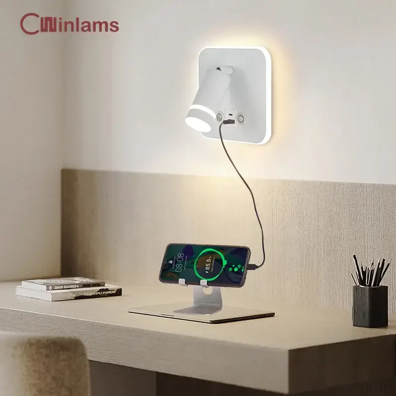 Prix Bas Rotating led reading lamp with usb port and type-c switch