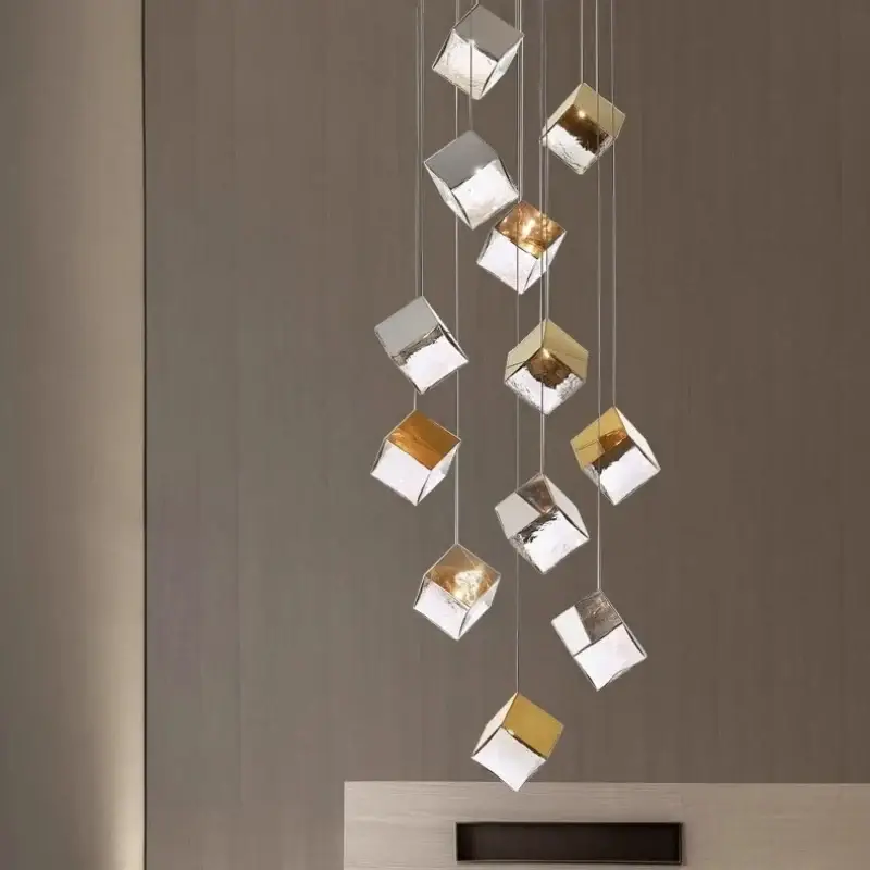 Meilleur Prix Scandinavia magic square chandelier crystal box pendant lamp ceilin…