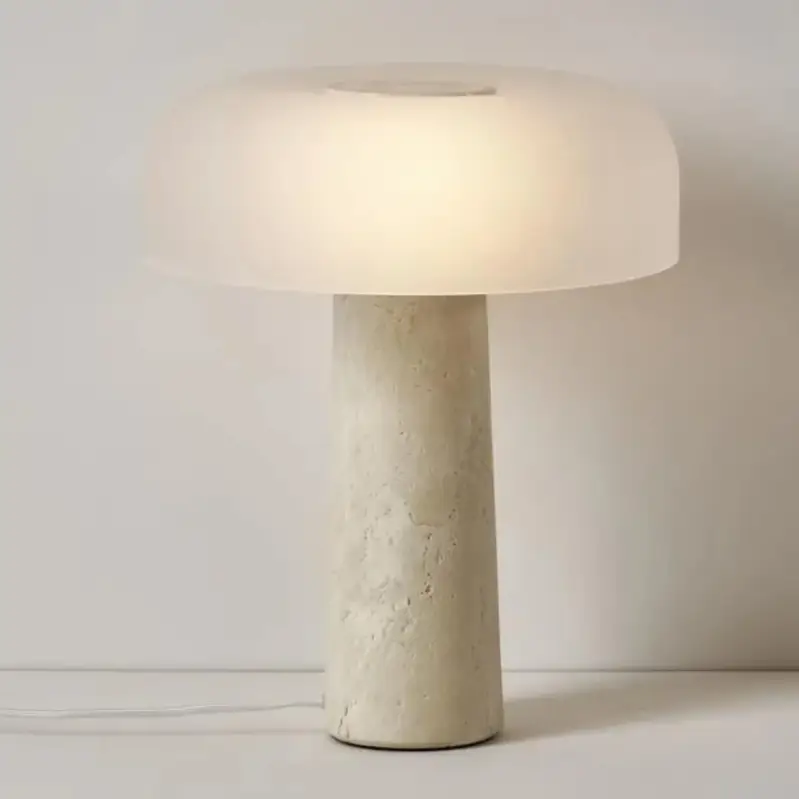 High quality cave stone desk lamp white glass shade table light fix… Offre Du Jour