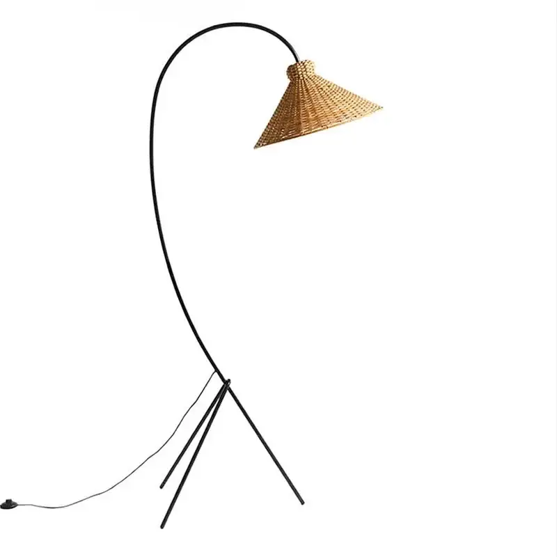 Offre Exclusive Nordic tripod floor lamp with rattan shade standing light for livin…