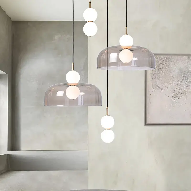Nordic glass chandelier double balls pendant light suspension hangi… Nouvelle Collection