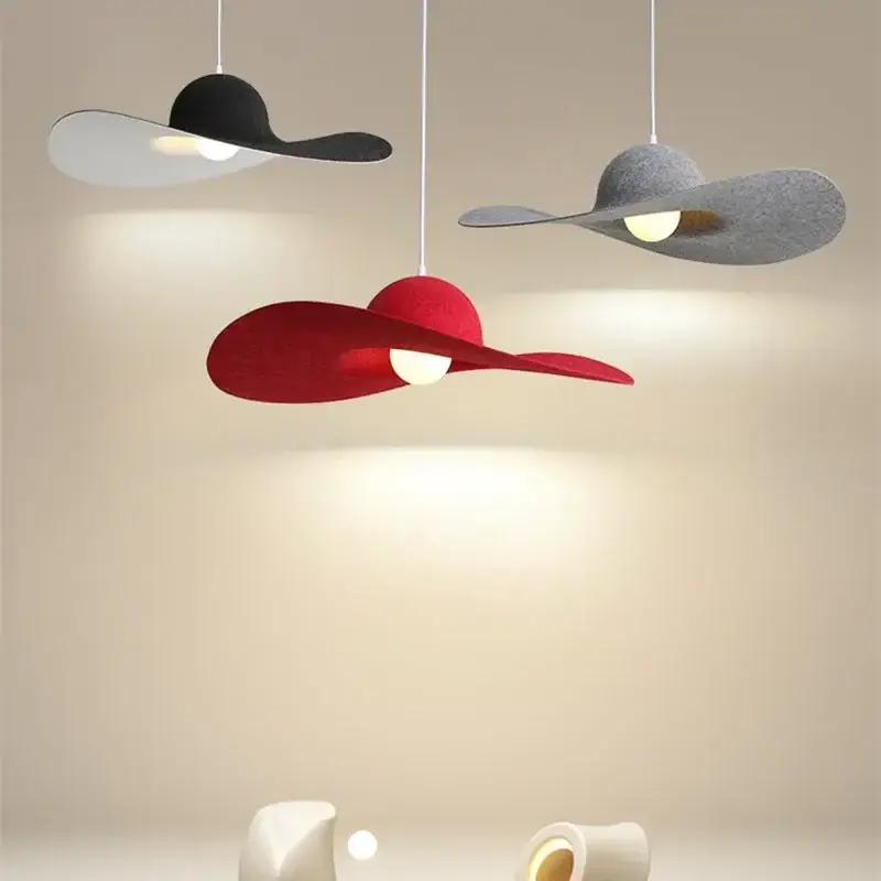 Populaire Felt pendant lamps nordic hat chandelier ceiling hanging light for …