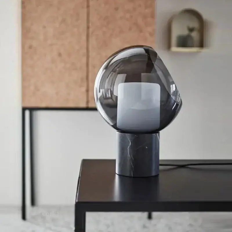 Soldes Designer marble desk lamp with modern glass shade