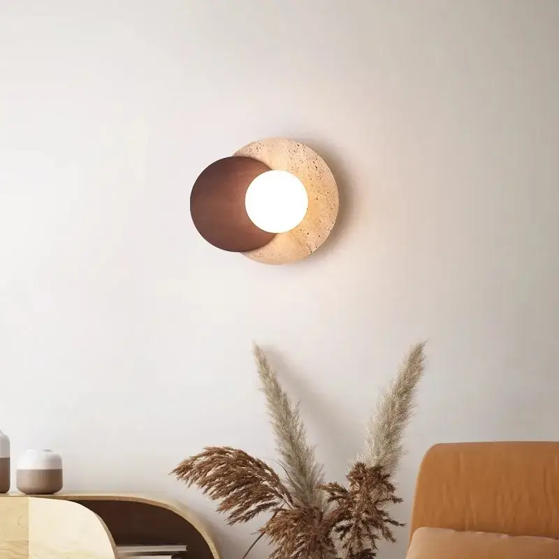 Nordic led wall light in stone and wood Remise