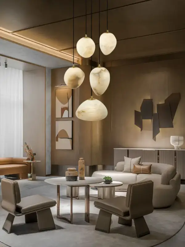 Remise Dimmable geometric marble led pendant chandelier