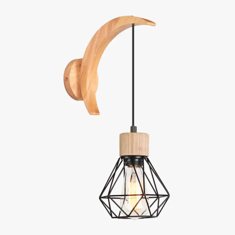 Super Prix Retro wall light made of wood and hemp rope vintage decoration