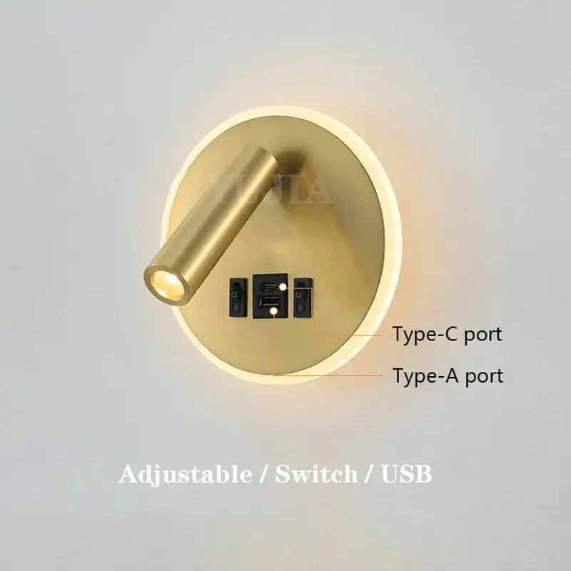 Prix Cassé Modern wall light with usb ports and adjustable reading lamps