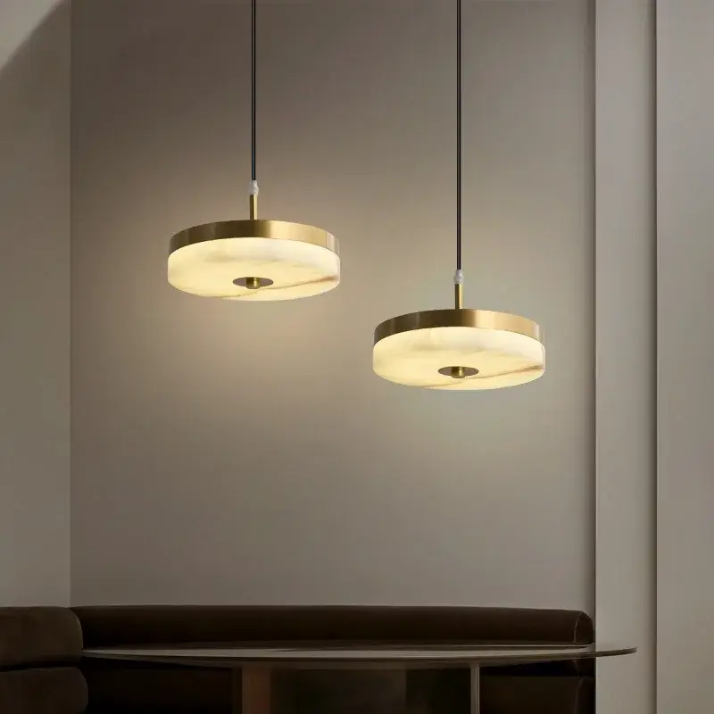 Nouveauté White marble and copper pendant light with elegant design for moder…