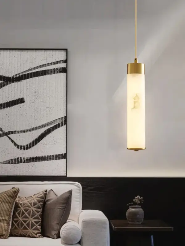 Paiement Sécurisé Natural marble and copper chandelier for modern minimalist decor