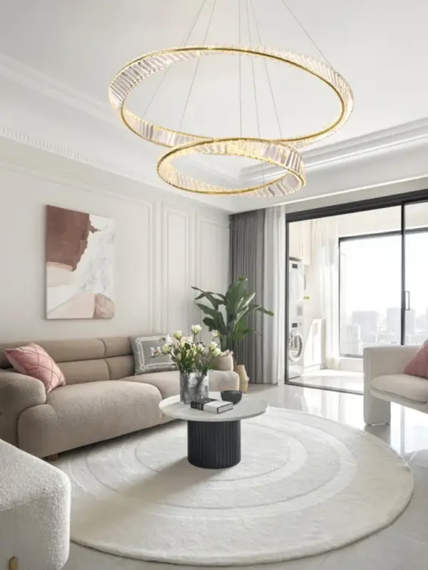 Top Vente Decorative circular crystal and stainless steel chandelier