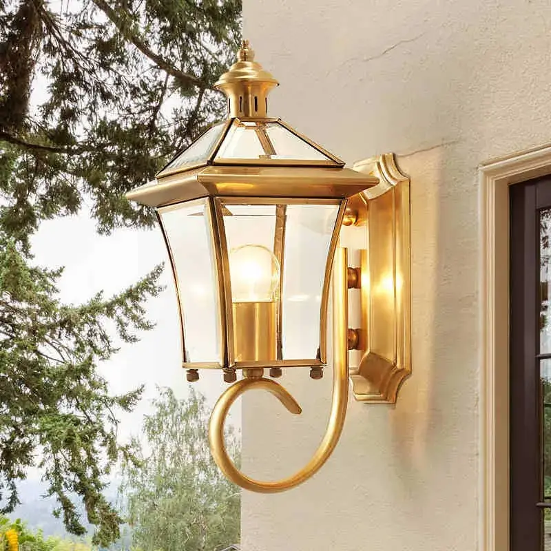 Solde Antique outdoor wall light in retro glass and copper