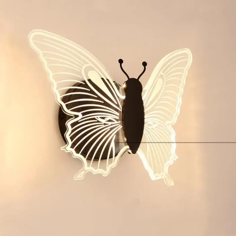 Vente Flash Multicolour butterfly tiffany glass wall light for children