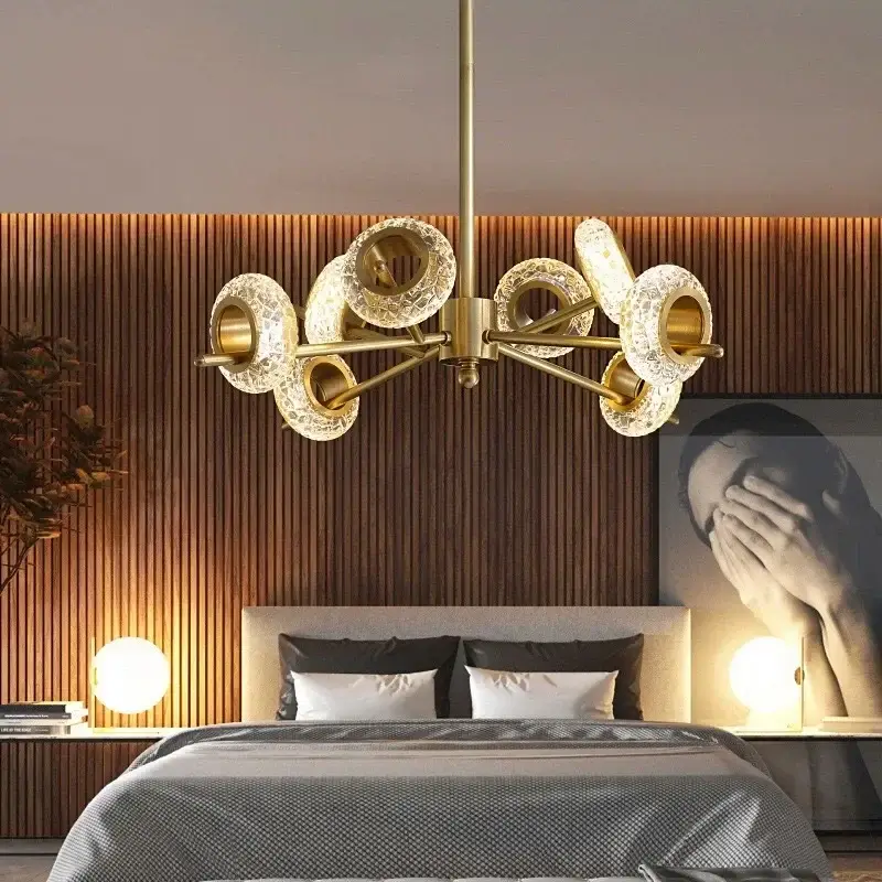 Nordic cracked glass chandelier with modern minimalist led Populaire