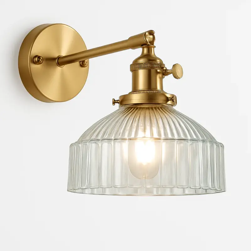 Nordic glass and brass wall light with led mirror Haute Qualité