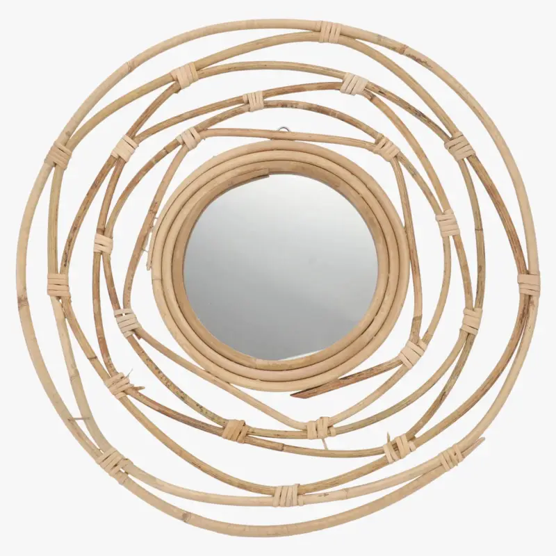 Offre Du Jour Bohemian style woven rattan wall mirror to hang