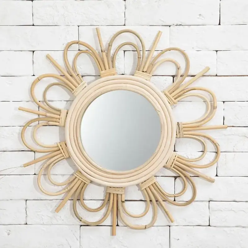 Decorative rattan mirror for a nordic touch Satisfait Ou Remboursé