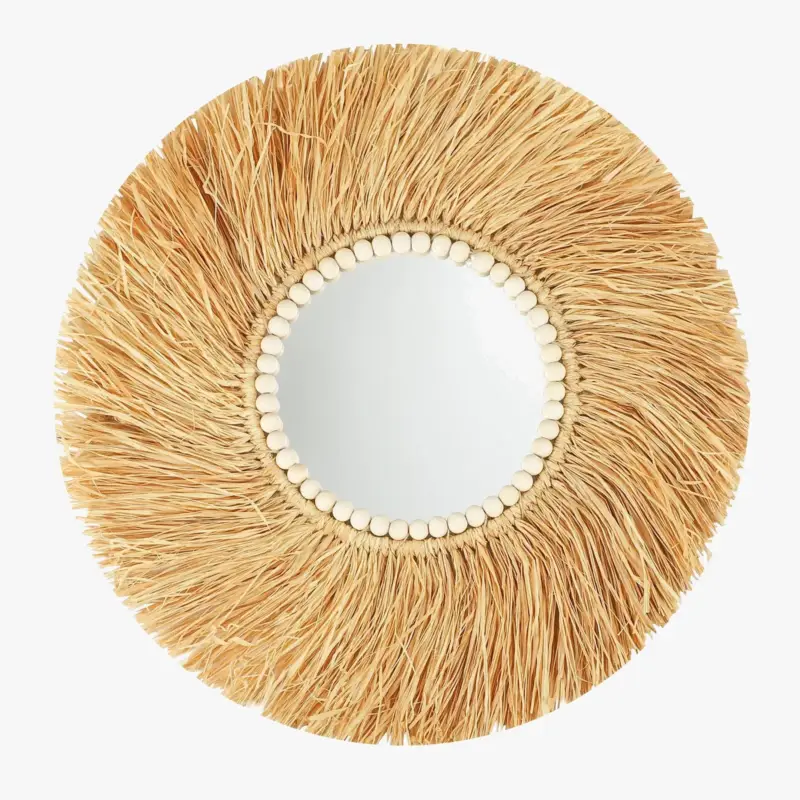 Dernier Modèle Handmade decorative mirror made of wooden and bamboo beads