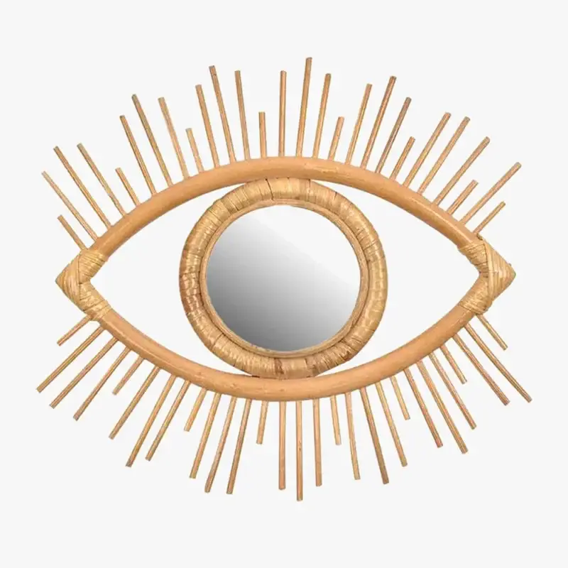 Top Vente Decorative rattan eye-shaped mirror for artistic interior