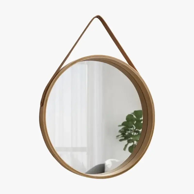 Offre Exclusive Round wall mirror with thick wooden border