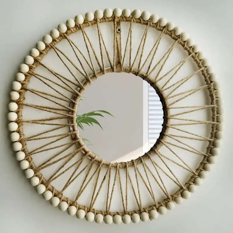Nordic hand-woven decorative mirror for elegant interior Jusqu&rsquo;à Épuisement Des Stocks
