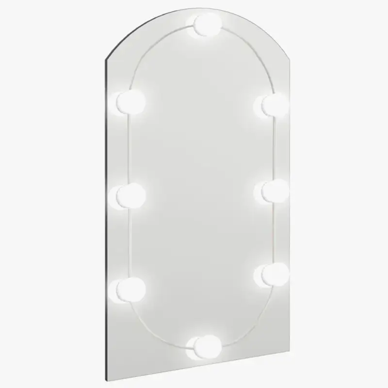 Glass arch mirror with decorative wall led lighting Vente Flash