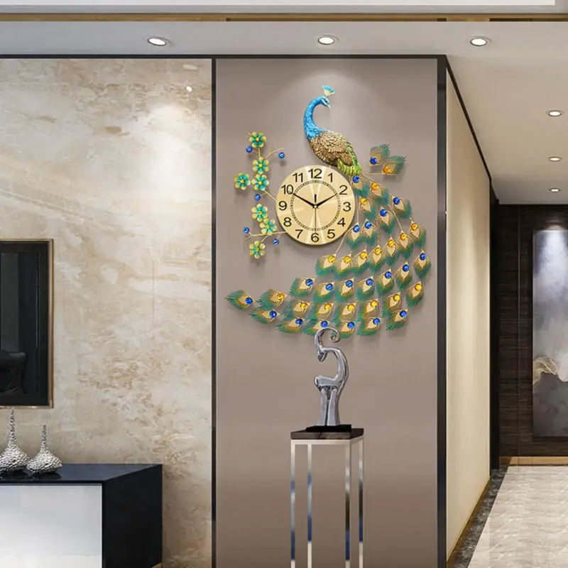 Modern peacock wall clock for home decor Promotion
