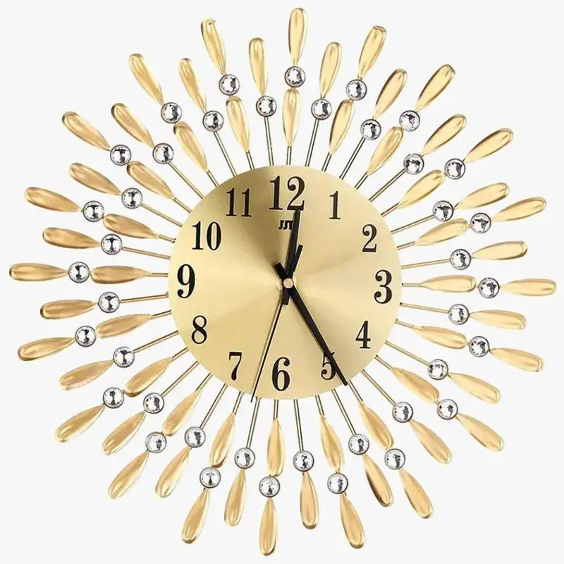 Soldes Large size 3d sun style wall clock with shiny rhinestones