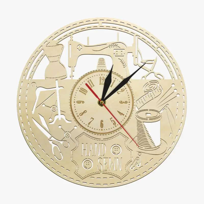 Livraison Express Non-ticking wooden clock for decorative sewing enthusiasts