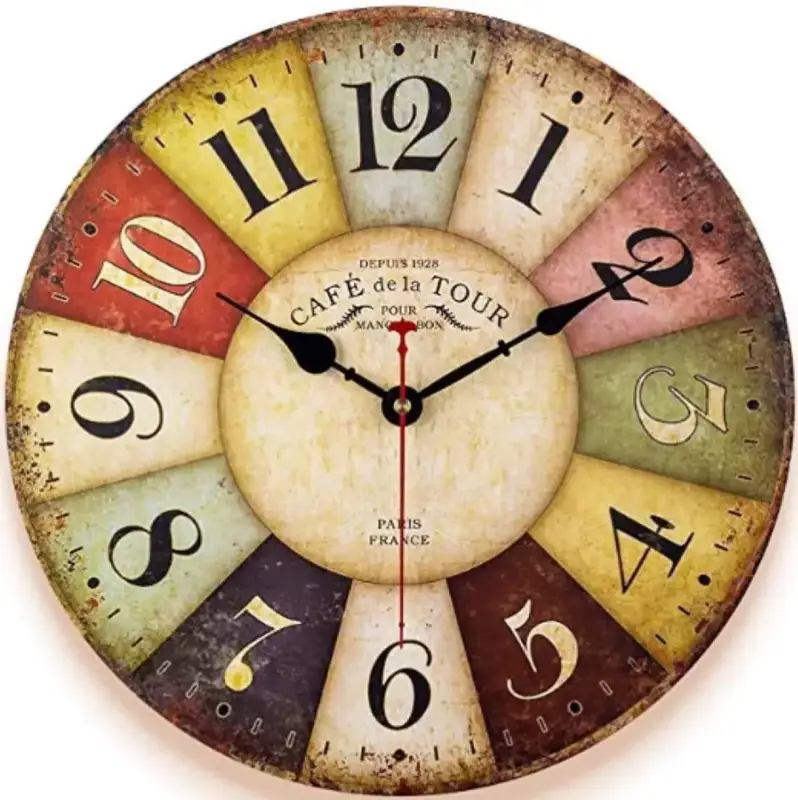 Thick wooden wall clock farmhouse style for retro decoration Promotion