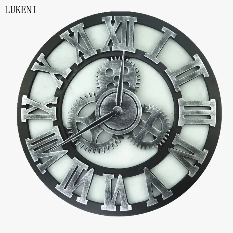 Commander Vite Vintage retro wall clock with gears and roman numerals