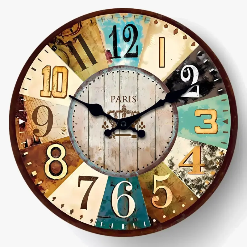 Retro wooden wall clock for home decor silent Super Prix