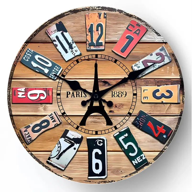 Retro creative silent decorative wooden digital wall clock Dernière Chance