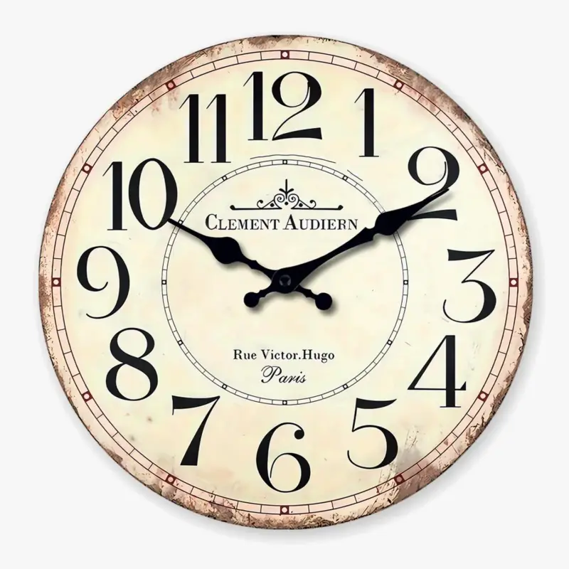 Meilleure Vente Retro wooden wall clock clément audierne pattern silent decoration