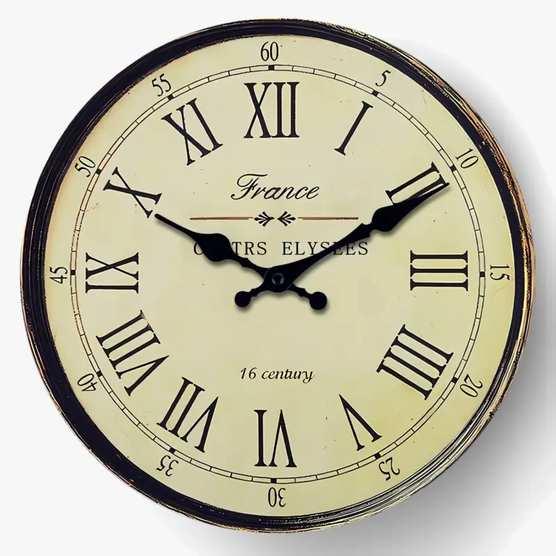 16th century style wooden wall clock silent home decoration Offre Limitée
