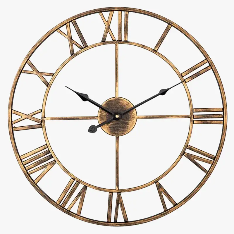 Certifié Modern 3d retro roman numerals metal silent wall clock
