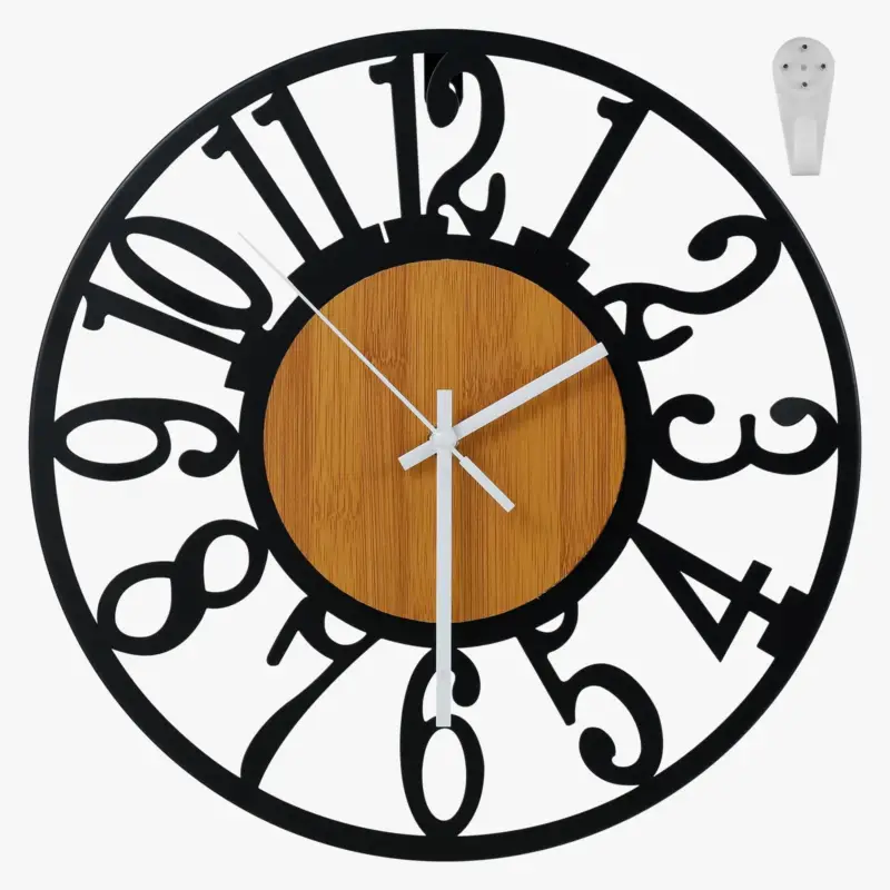 Produit De Marque Silent iron wall clock with arabic numerals
