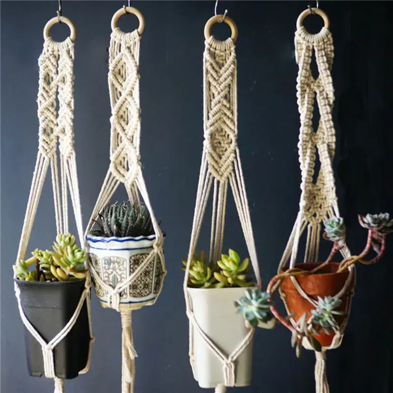 Achetez Aujourd&rsquo;hui Set of 5 handmade bohemian style macrame plant hangers