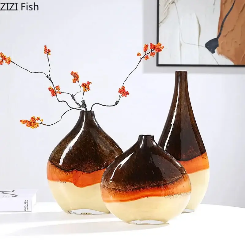 Gradient glass vase for flowers artistic floral decoration Expédition Rapide
