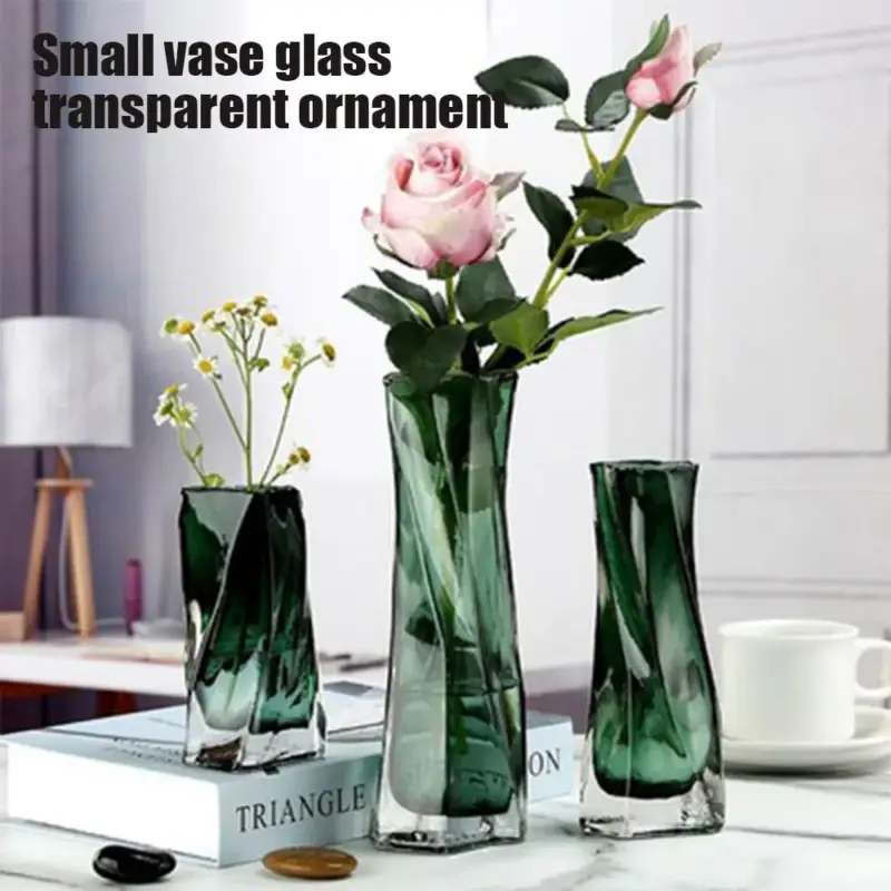 Artistic design twisted glass flower pot for indoor plants Livraison Express