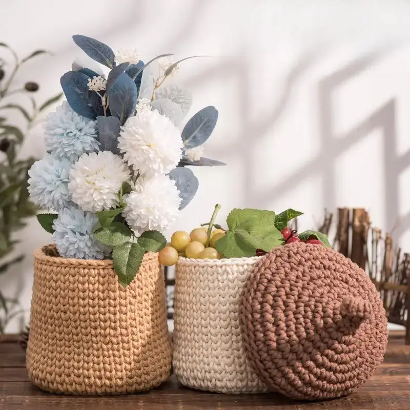Cotton rope storage basket for plants and decorations Dernière Chance