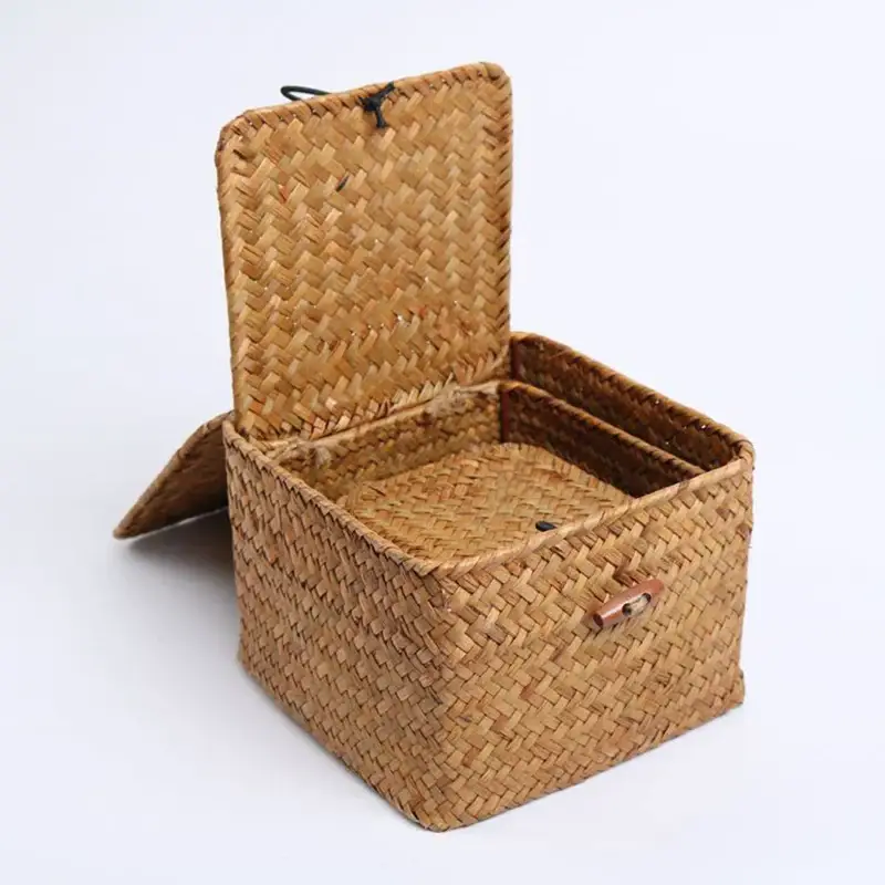 Handwoven seaweed storage basket with lid Affaire À Saisir