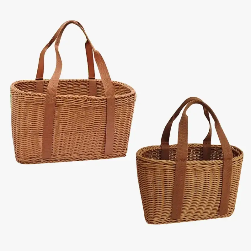 Meilleur Prix Woven basket for fruits and flowers with handles, space-saving