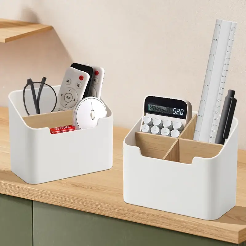 Natural bamboo remote control storage organizer Nouvel Arrivage