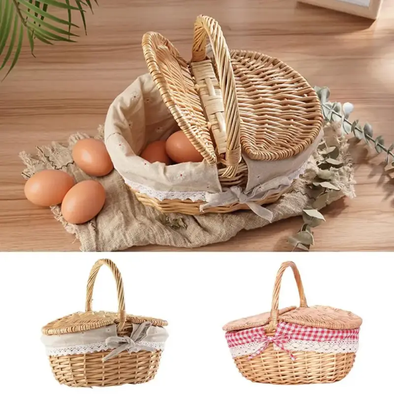Handmade wicker picnic basket with washable lining Bon Marché