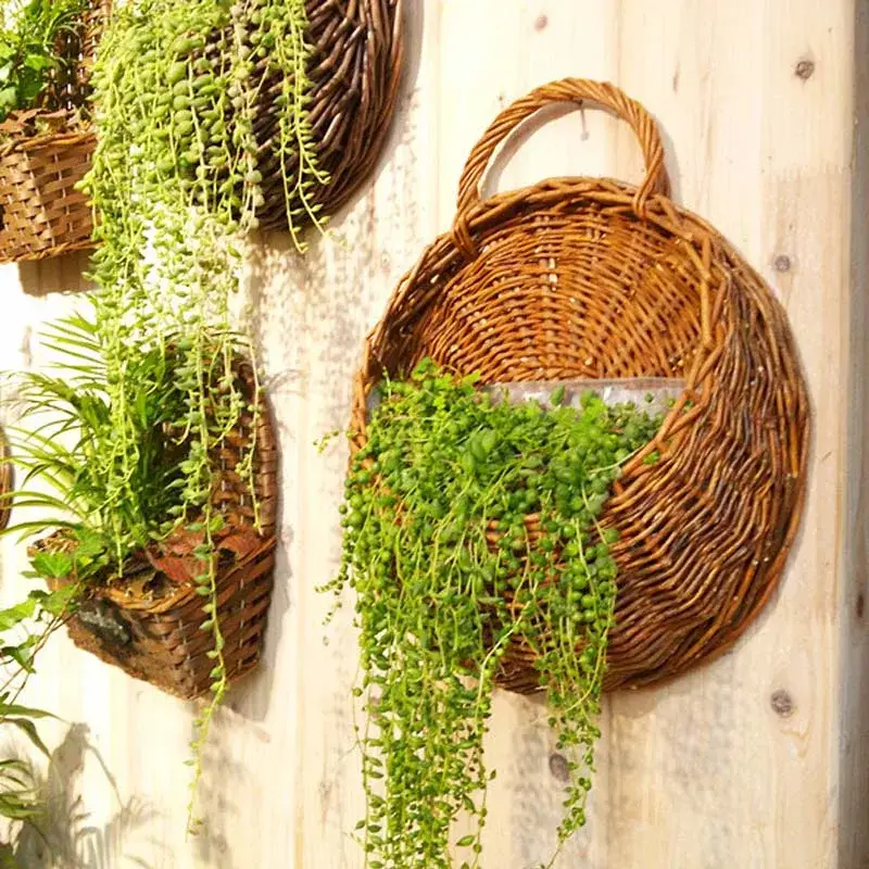Solde Handmade rattan and wicker wall planter for plants