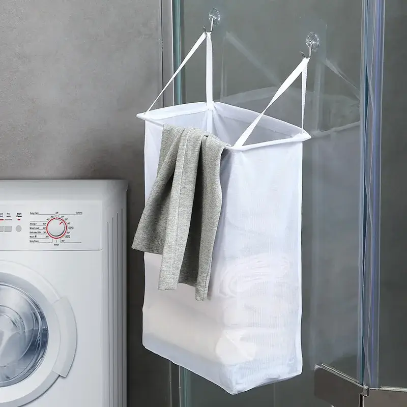 Foldable wall-mounted laundry basket for storage and organization Offre Limitée