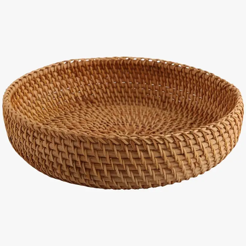 Handmade round rattan basket for storage and picnic Commander Maintenant
